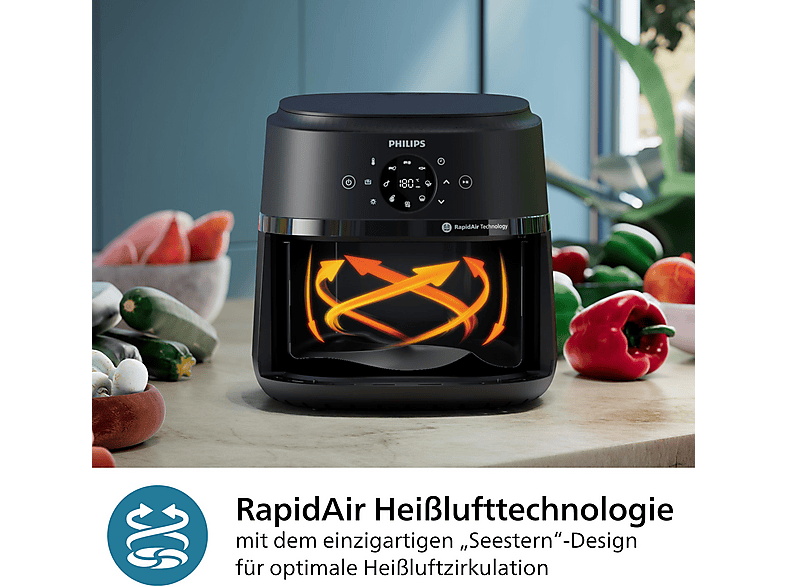 Philips NA231/00 Airfryer 2000 Series XL Heißluftfritteuse 6,2 l, 1700 Watt, Schwarz — Foto 4 von 5