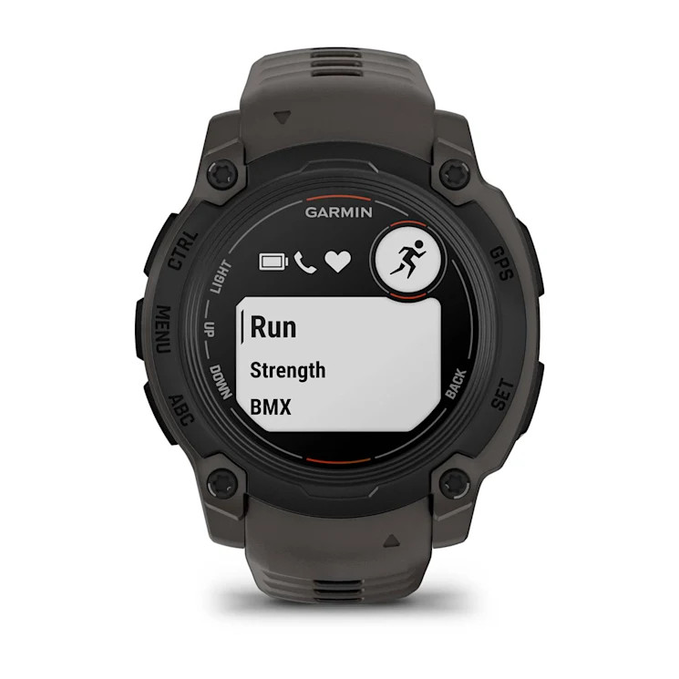 Zegarek sportowy Garmin z opcjami biegu, tętna i innych ćwiczeń.