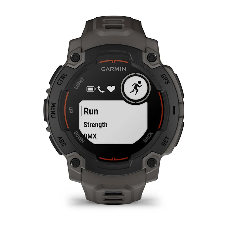 Zegarek sportowy Garmin z tętnem, danymi i wykresem tętna.