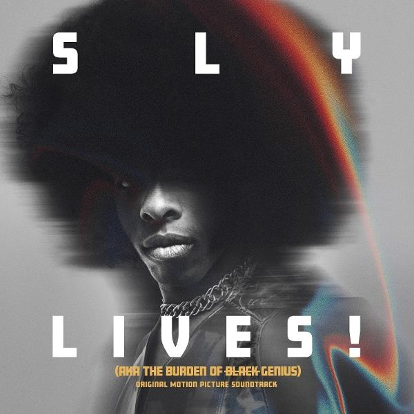 Albumcover mit Schwarz-Weiß-Bild eines Mannes mit großem Afro, Text oben.