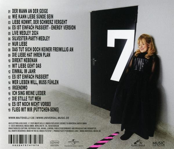 CD-Cover mit Trackliste und einer Frau in schwarzem Kleid und der Zahl 7.