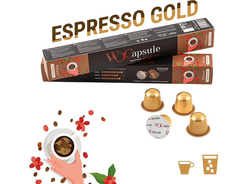 WOCAPSULE Espresso Gold Nespresso Uyumlu Kapsül Kahve 10'lu Kutu