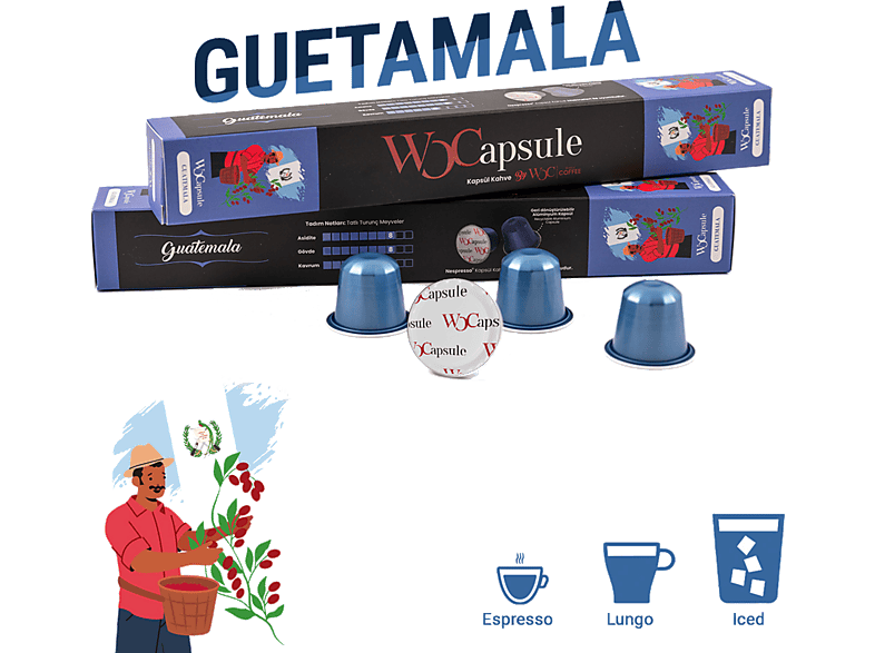 WOCAPSULE Guatemala Nespresso Uyumlu Kapsül Kahve 10'lu Kutu