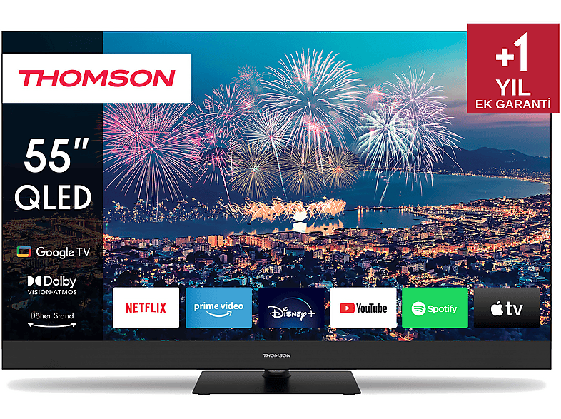 THOMSON 55QG6C14 55 inç 139 Ekran Uydu Alıcılı Ultra HD 4K Google Smart QLED Plus TV