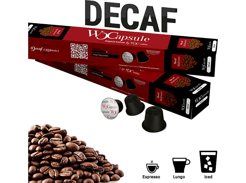 WOCAPSULE Decaf (Kafeinsiz) Nespresso Uyumlu Kapsül Kahve 10'lu Kutu