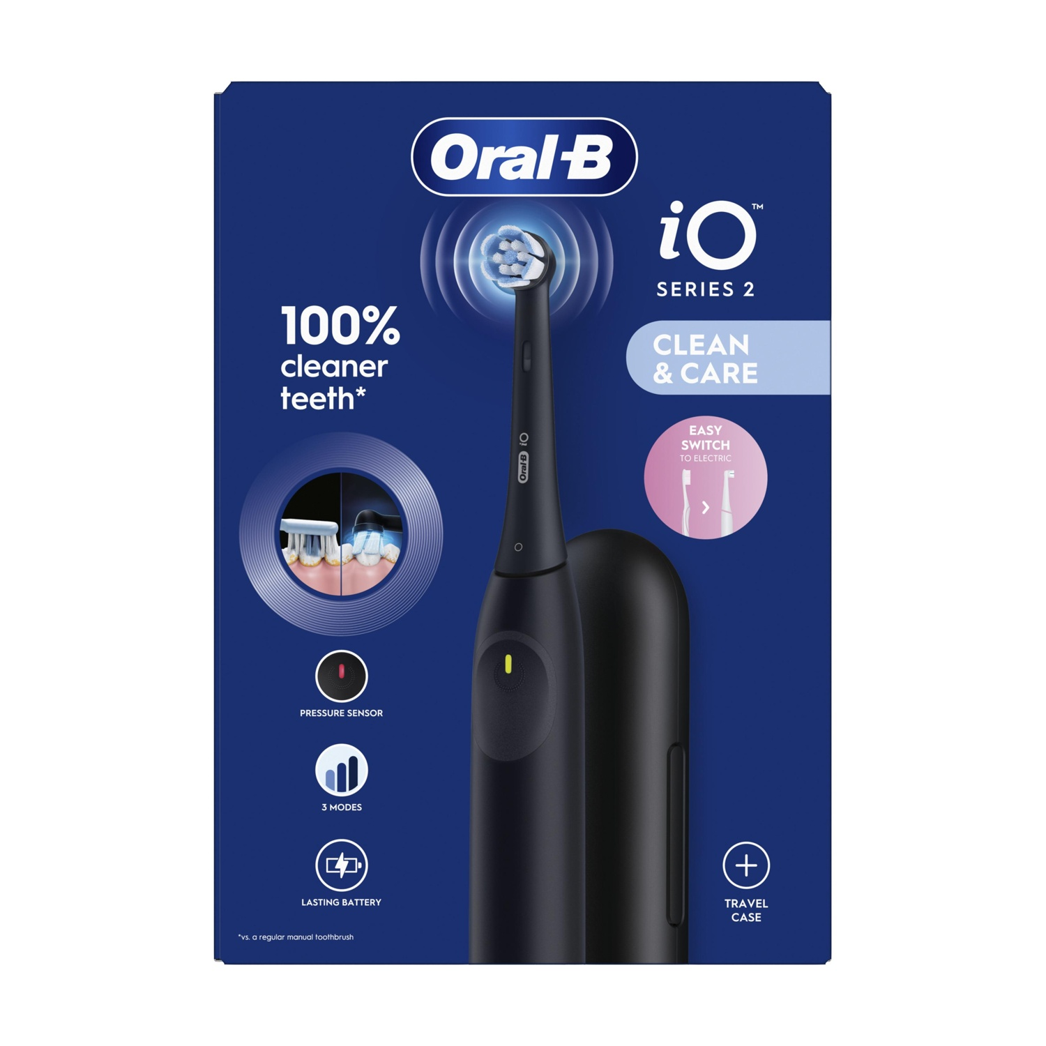 Scatola dello spazzolino elettrico con spazzolino e accessori, con istruzioni.
