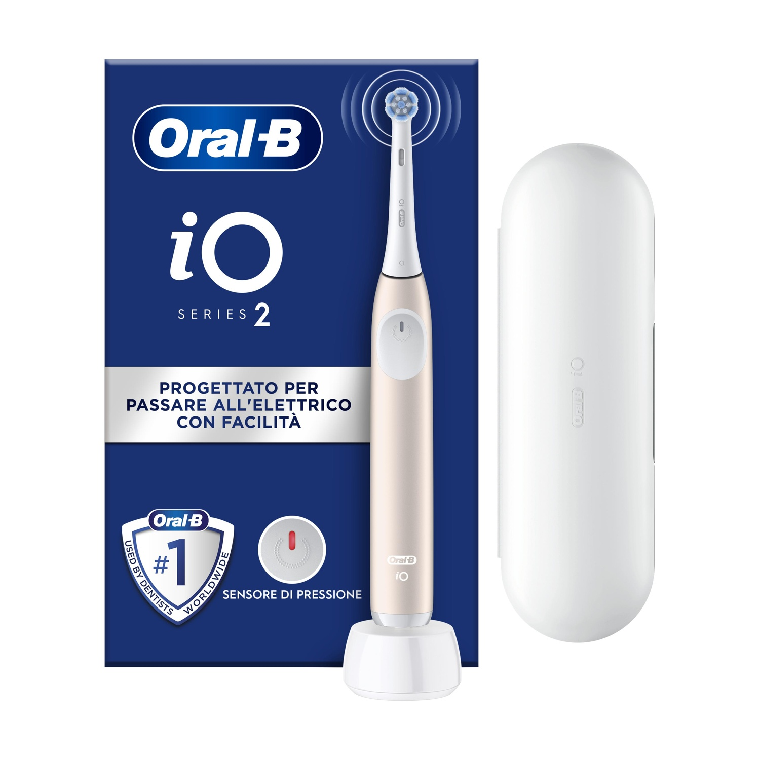 Spazzolino elettrico Oral-B iO Series 2, con custodia, Bianco e rosa