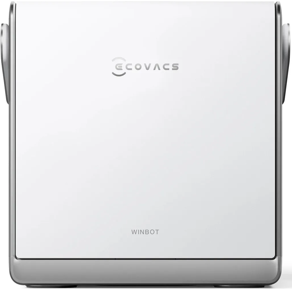 Un aspirapolvere robot bianco con il logo Ecovacs e il testo Winbot.