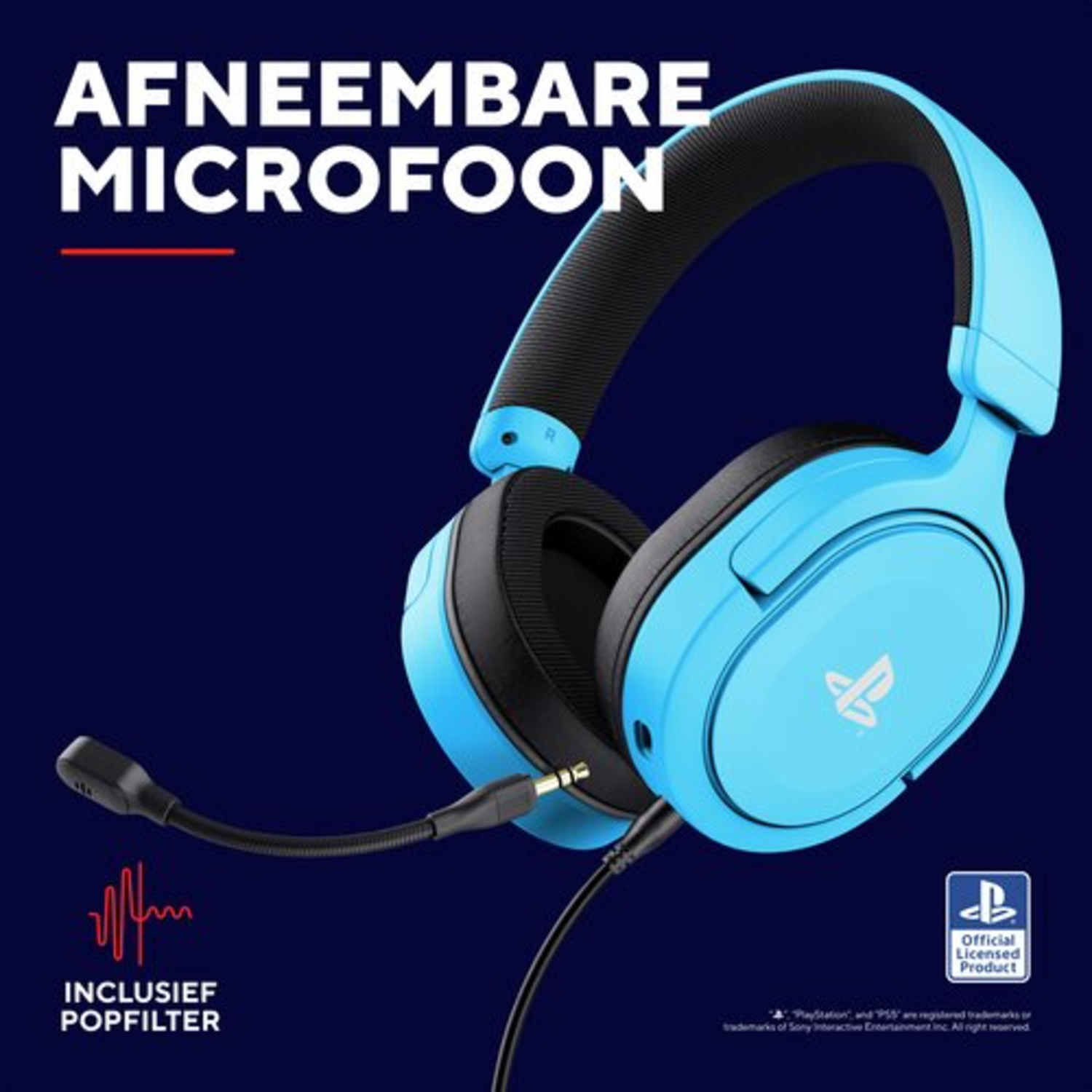 Een man met een blauwe headset en een microfoon.