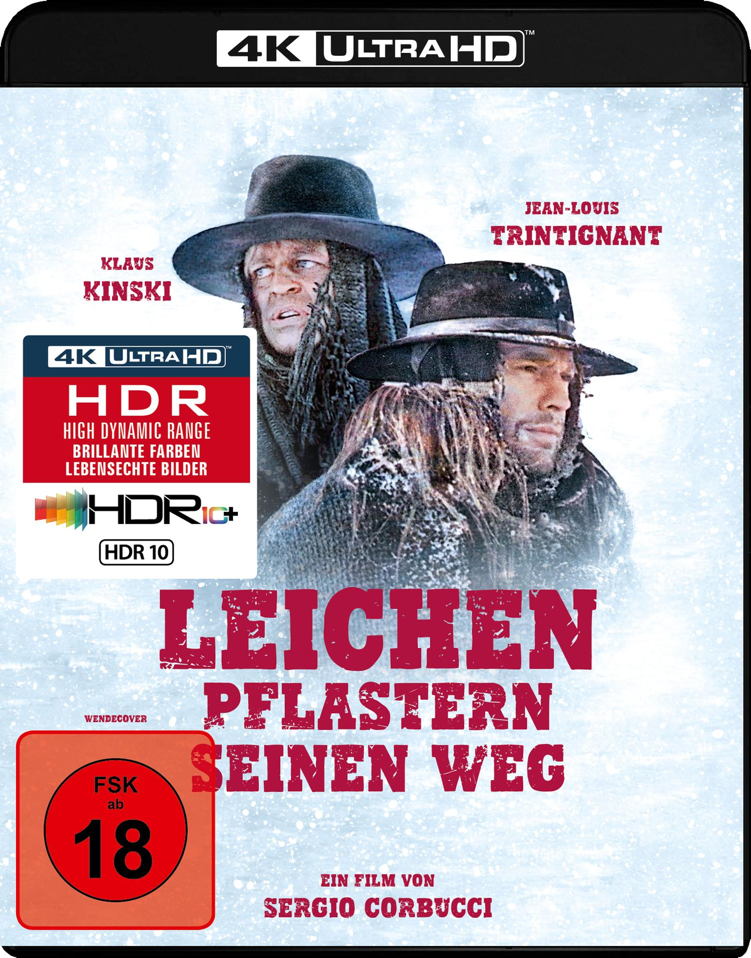 DVD-Cover mit zwei Männern mit Hüten. Text: 'Leichen pflastern seinen Weg' und '4K ULTRAHD'.