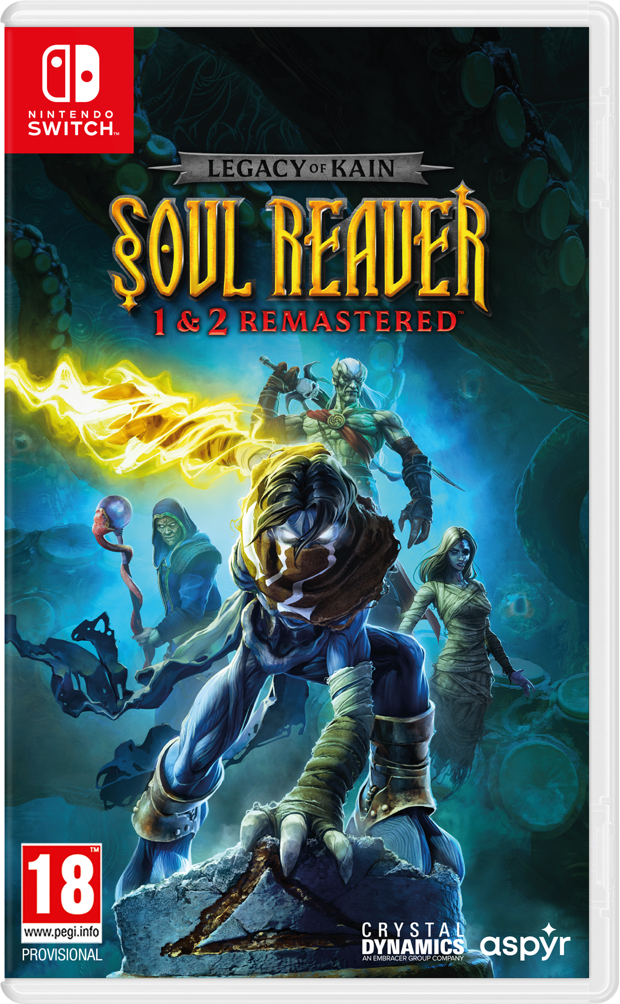Pudełko gry Legacy of Kain: Soul Reaver 1&2 Remastered. Zawiera postacie w mrocznym i gotyckim stylu.