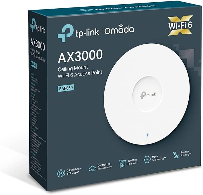 Eine tp-link Omada AX3000 Wi-Fi 6 Access Point Box.