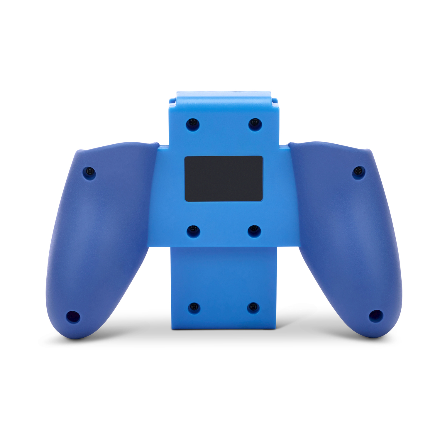 Un controller di gioco blu. Vista posteriore.