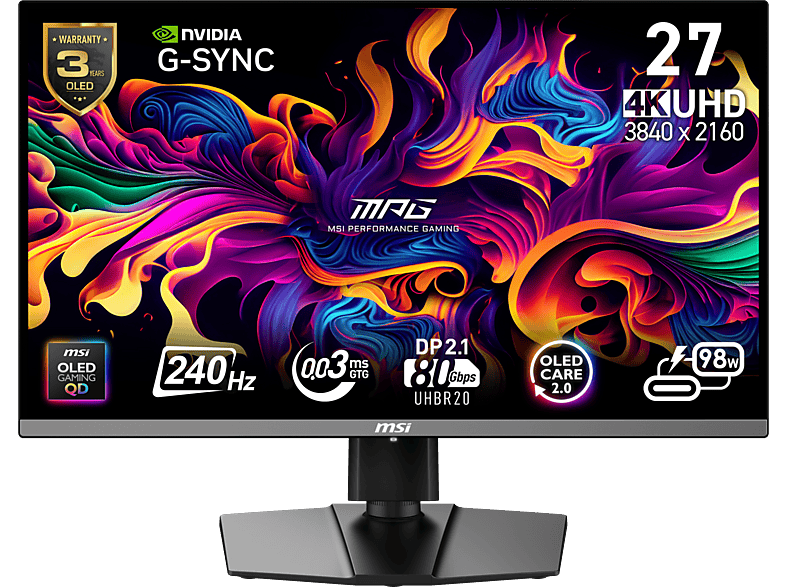MSI MPG 272URX QD-OLED - 26.5 inch - 3840 x 2160 (Ultra HD 4K) - 0.03 ms - 240 Hz