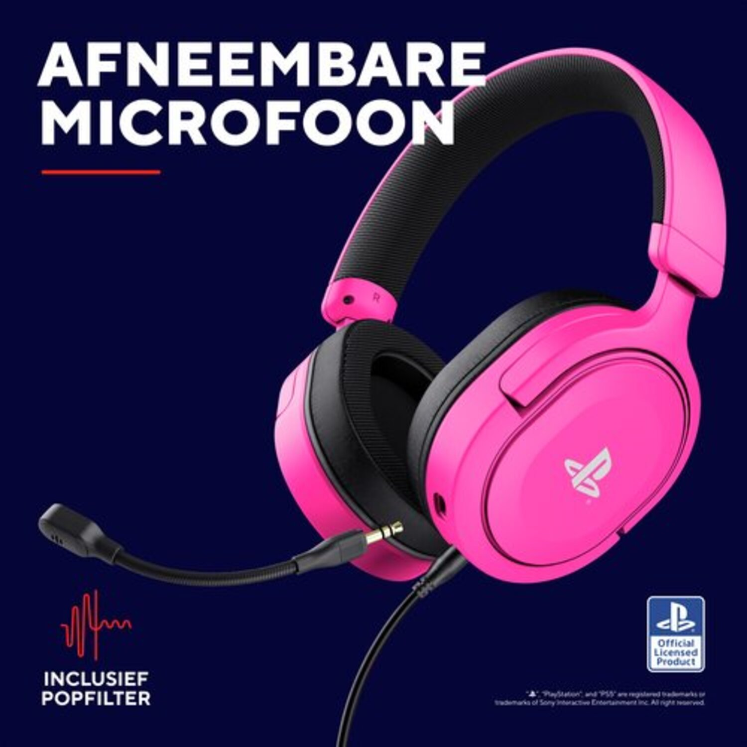 Pink headphones with a detachable microphone.