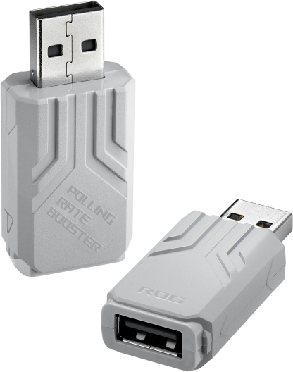 Két szürke USB-kulcs. Egy a lekérdezési sebesség növelőhöz és egy USB-csatlakozó.