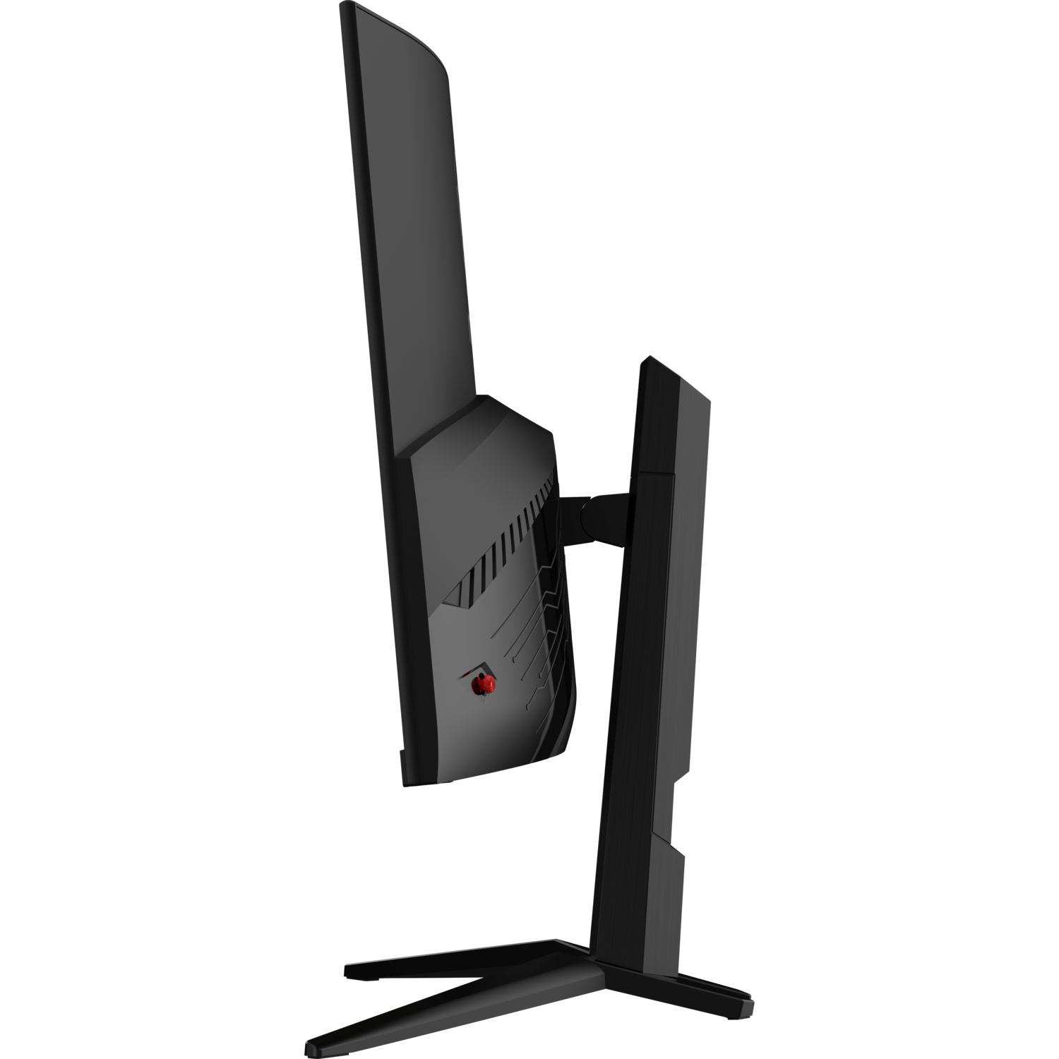 Black monitor, side view. Red button on the back.