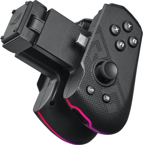 Fekete gamepad gombokkal. A gamepadnek van egy fogantyúja és gombjai.
