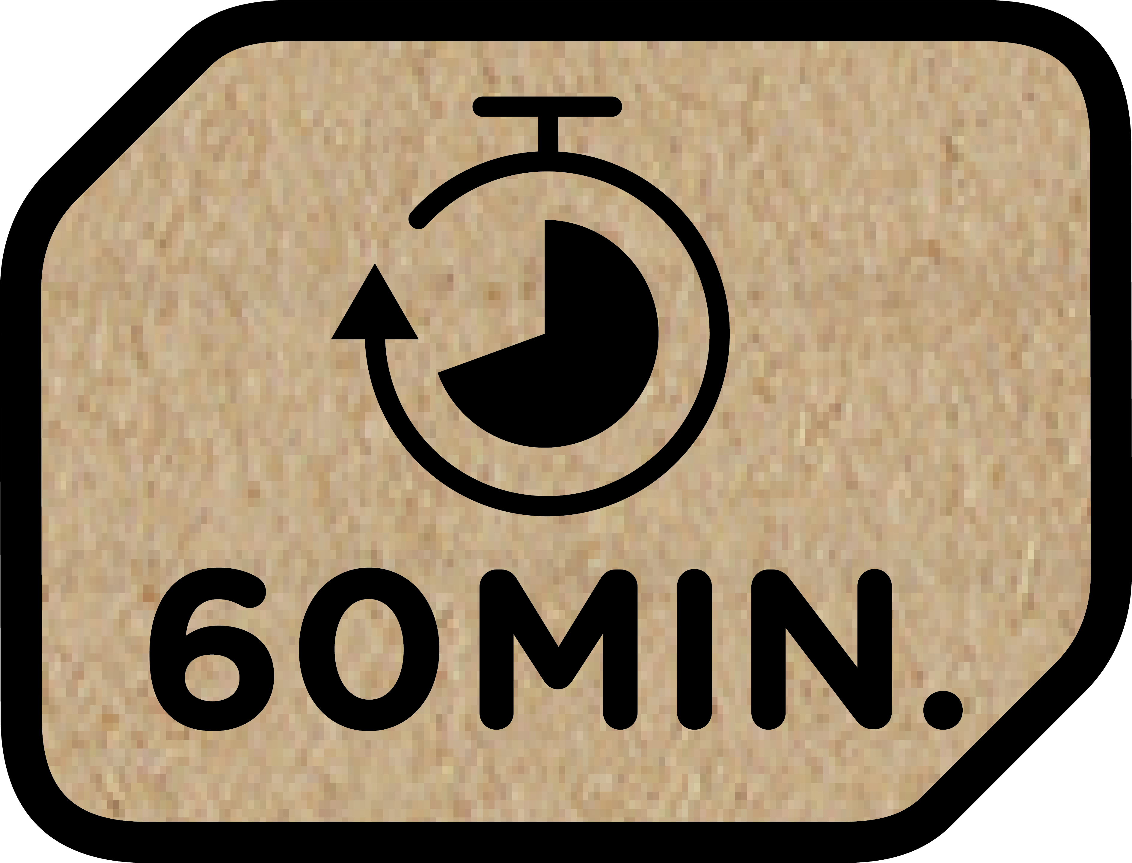 Ein Stoppuhr-Symbol mit 60 MIN.
