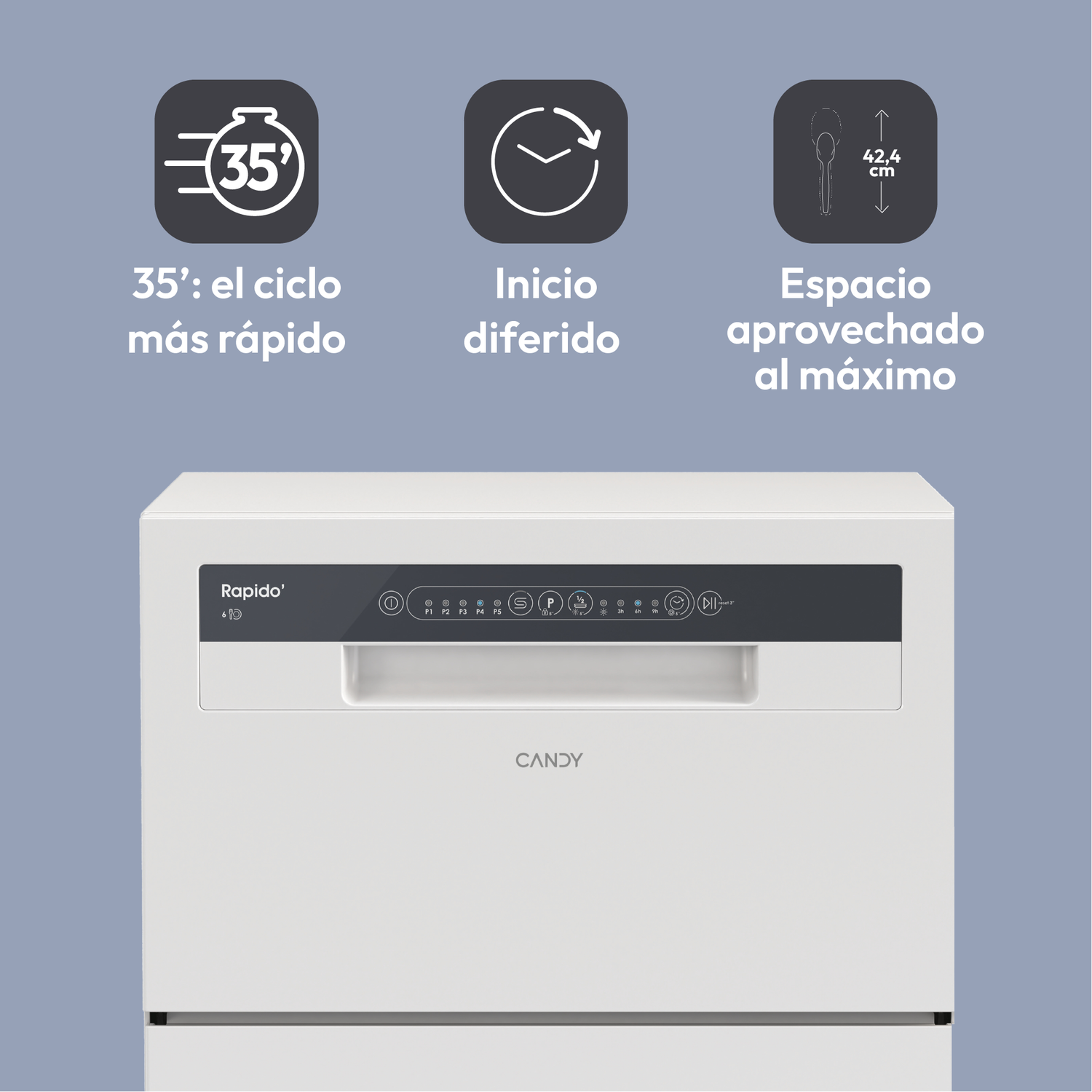 Refrigerador abierto con comida y paneles de puerta marcados para uso reversible.