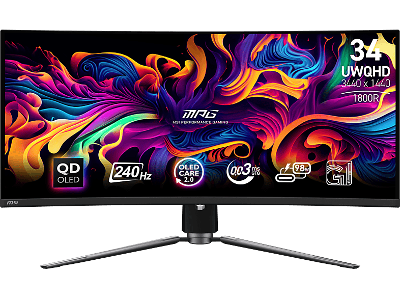 MSI MPG 341CQPX QD-OLED - 34 inch - 3440 x 1440 (UWQHD) - 0.03 ms - 240 Hz