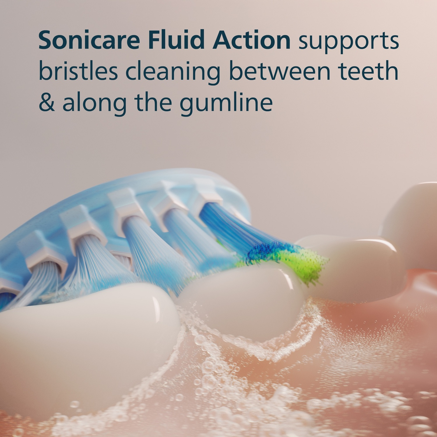 Quatre têtes de brosse à dents Philips Sonicare blanches, en rangée, sur une surface blanche.