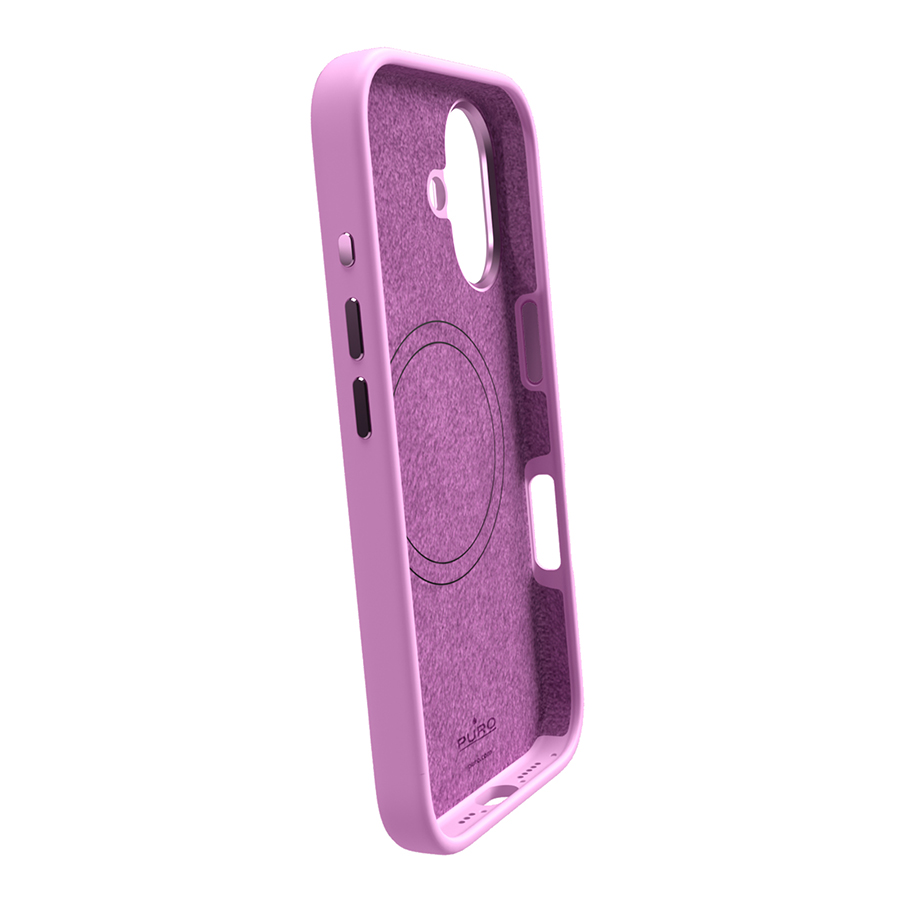 Mor iç kısma sahip pembe telefon kılıfı.
