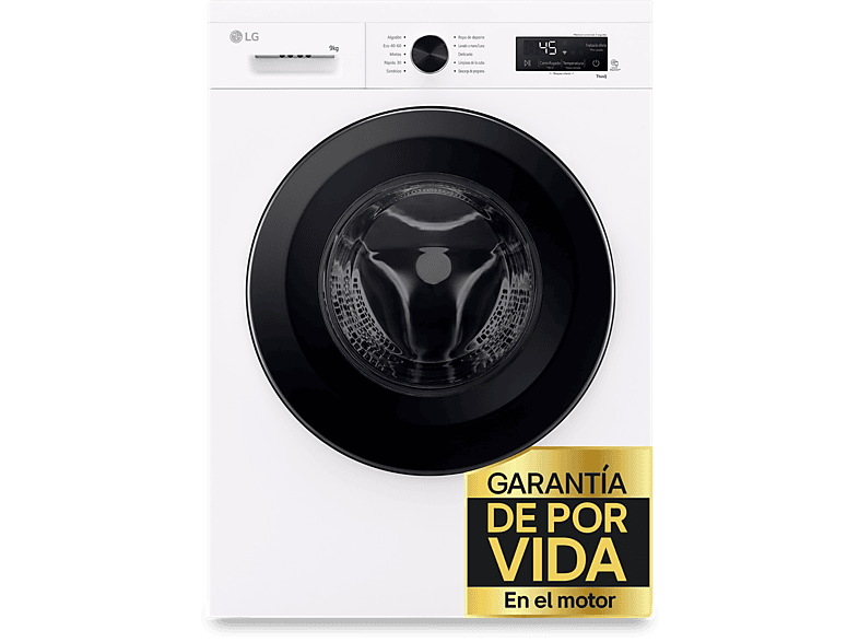 LG F4X1009NWK, 9 kg, 1400 rpm, 10 programas, AI Direct Drive™, Steam™, Blanco