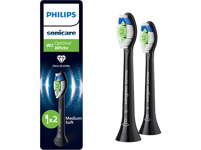 Philips Sonicare Optimal White W2 Opzetborstels 2 Stuks Zwart