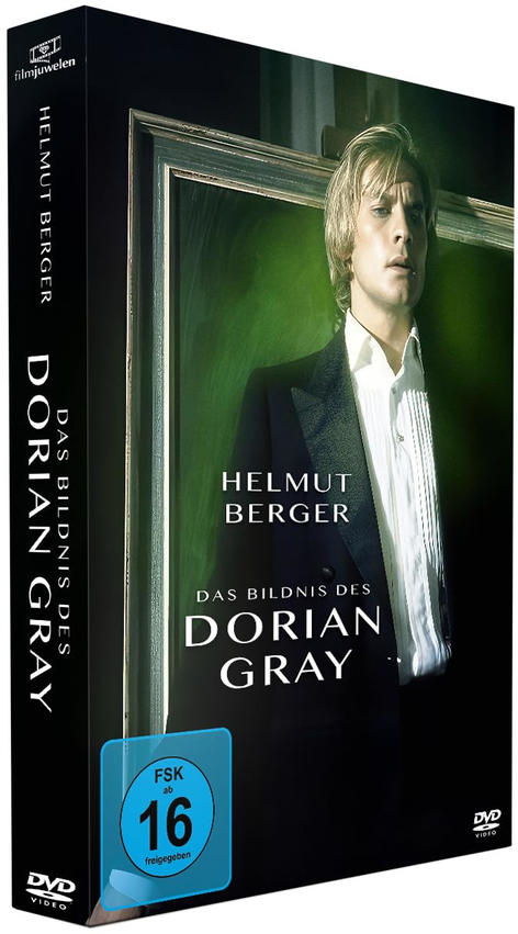 Dorian Gray DVD-Cover mit Mann im Anzug, grüner Hintergrund.