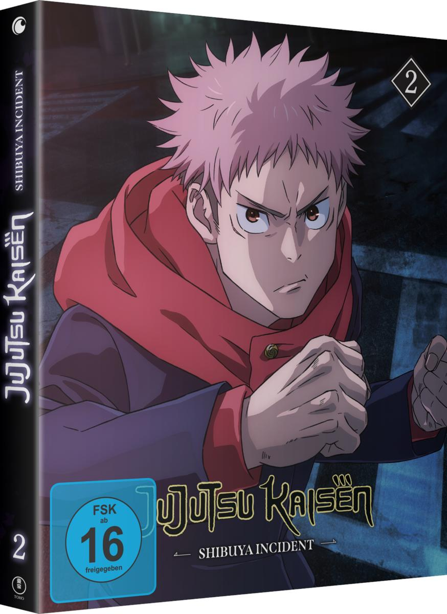 Anime-DVD-Hülle: Jujutsu Kaisen mit einer Figur auf dem Cover und einem Bewertungsetikett.