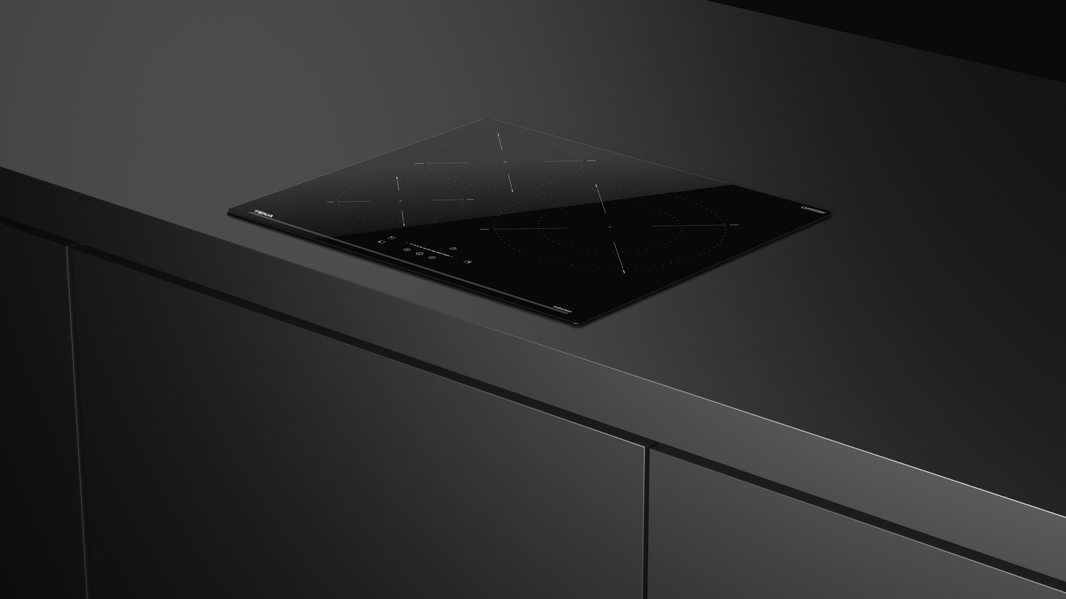 Un smartphone en una funda gris, la pantalla muestra un diseño geométrico colorido.