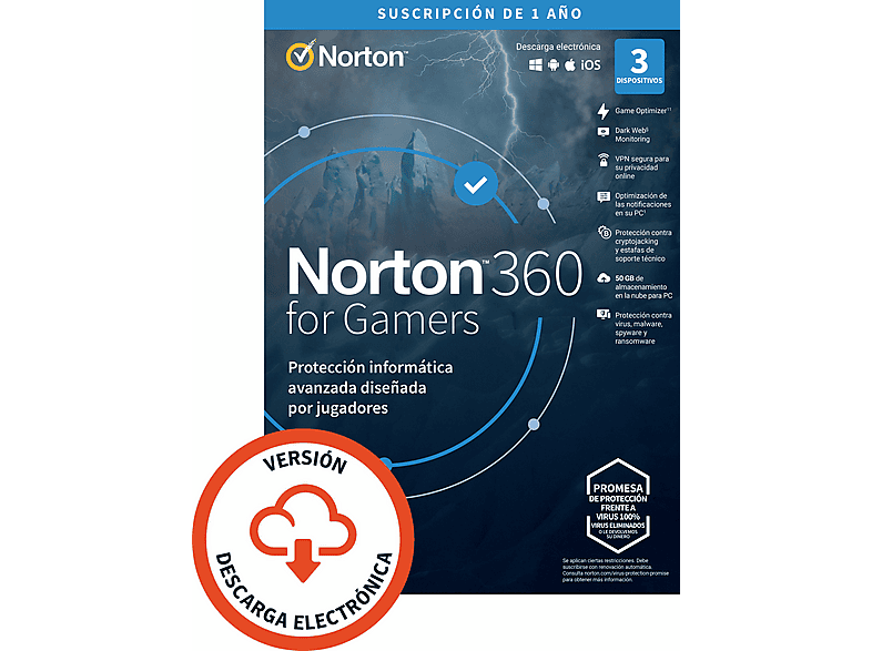 Norton LifeLock 360 for Gamers 50GB, 3 dispositivos (Código de descarga)