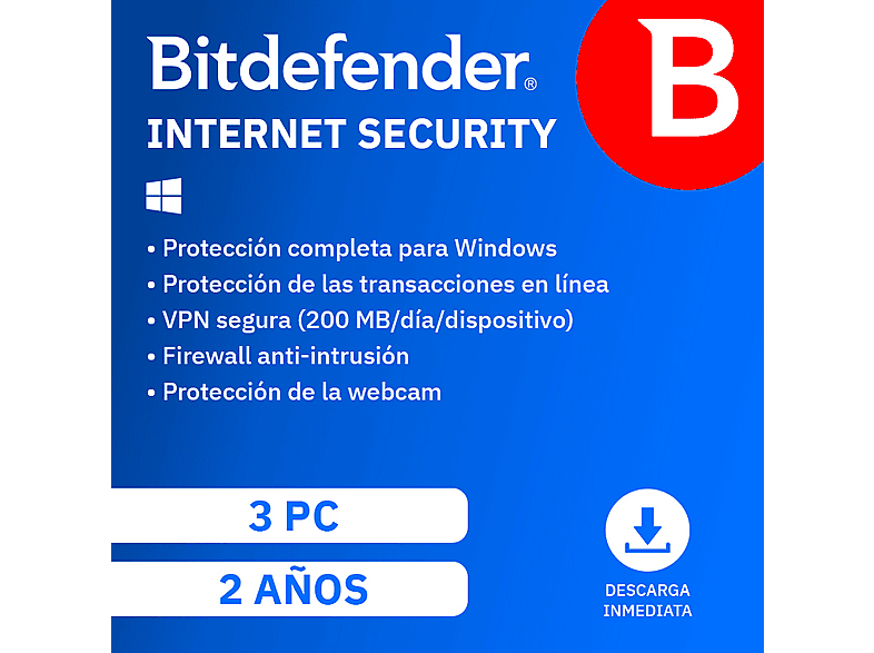 Bitdefender Internet Security, 3 Pc, 2 Años (Código De Descarga)