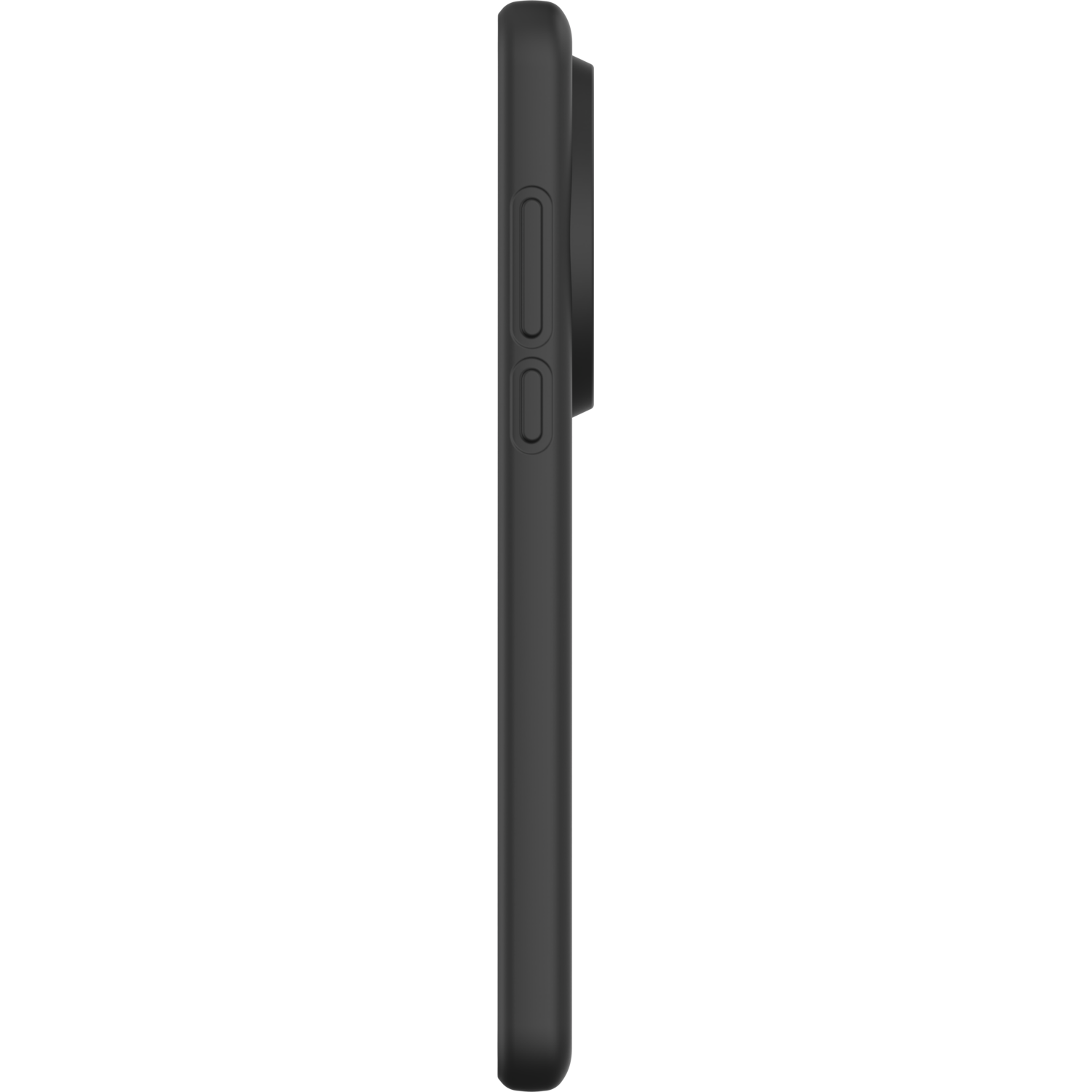 Een zwarte telefoonhoes met drie cameralenzen.