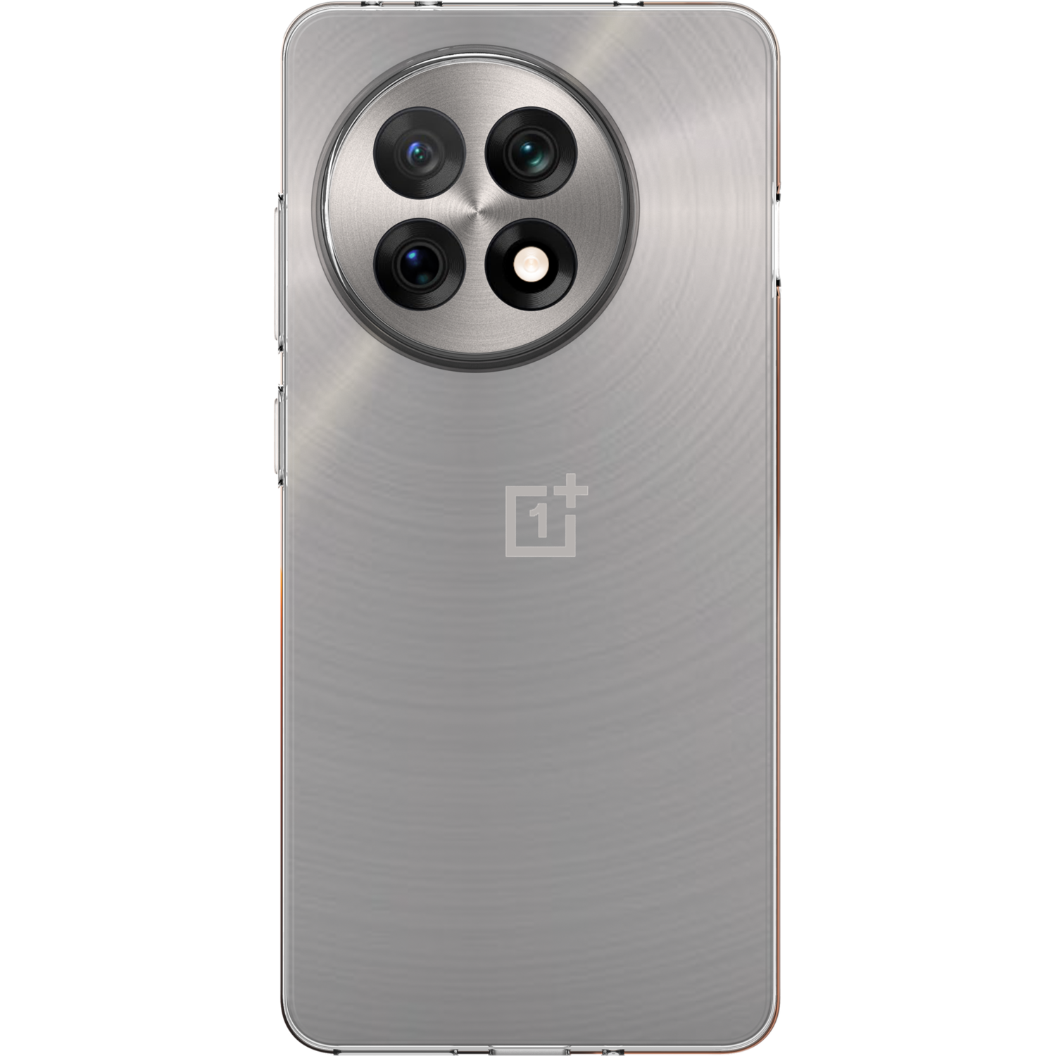 Un téléphone argenté avec une grosse bosse pour l'appareil photo.