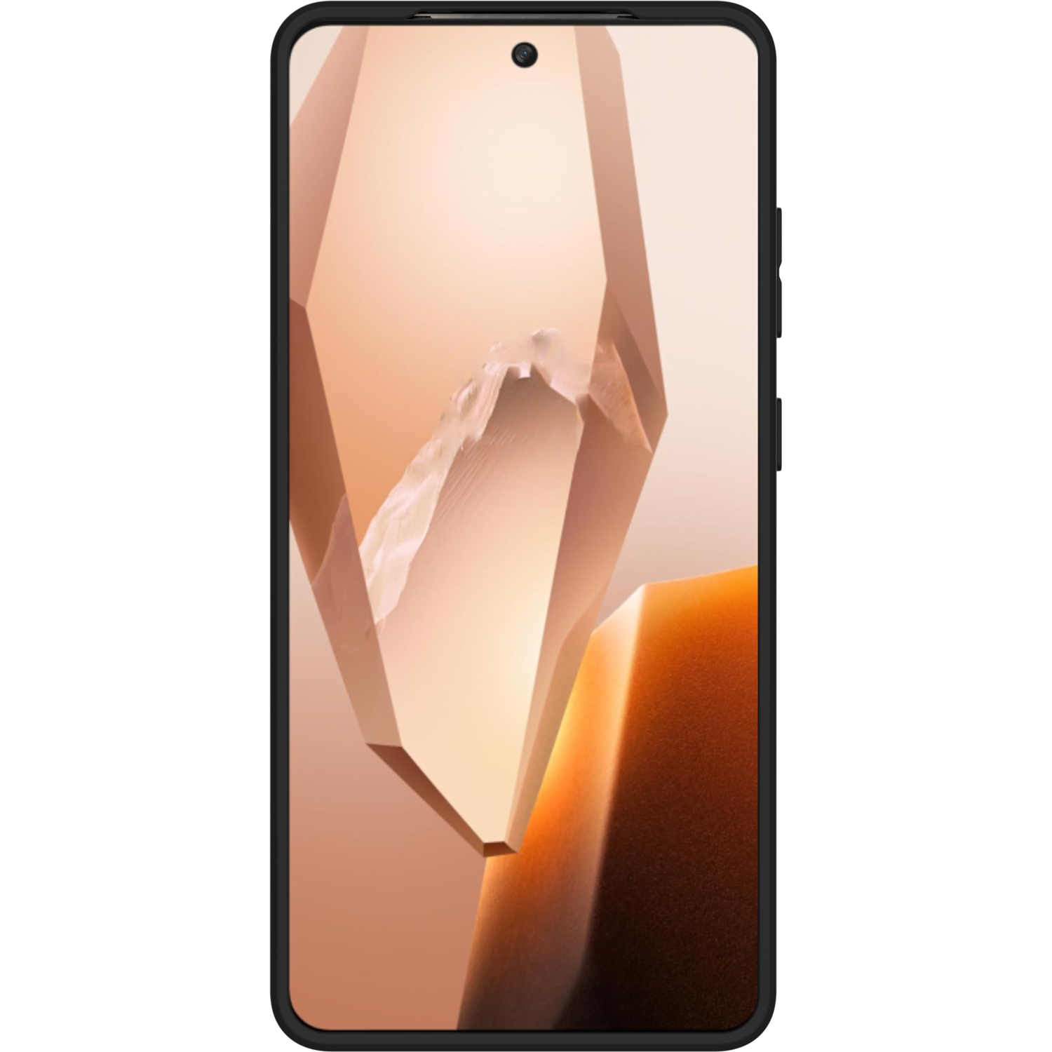 Écran de smartphone avec des formes géométriques abstraites.