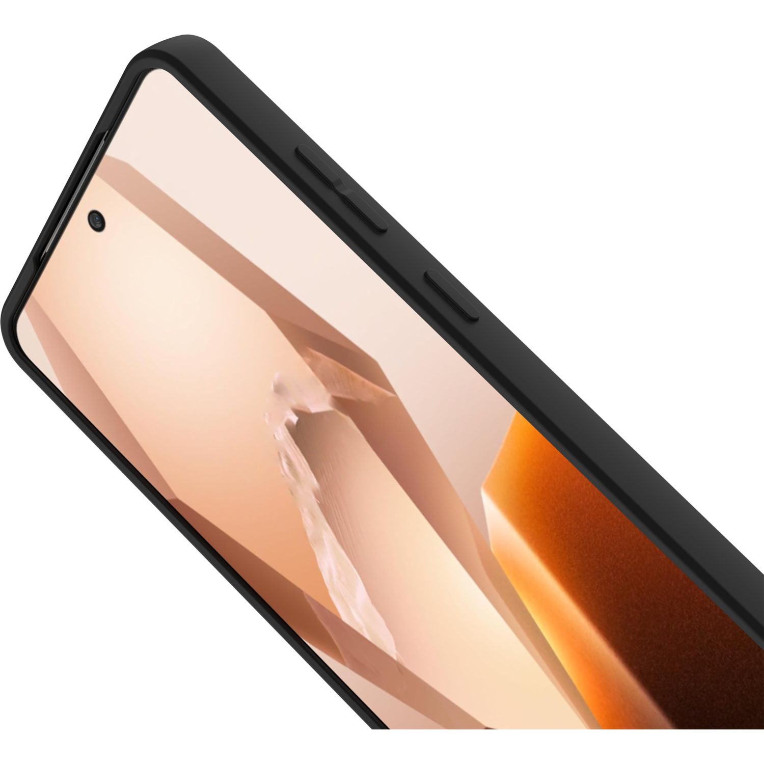 Gros plan d'un téléphone avec une coque noire.