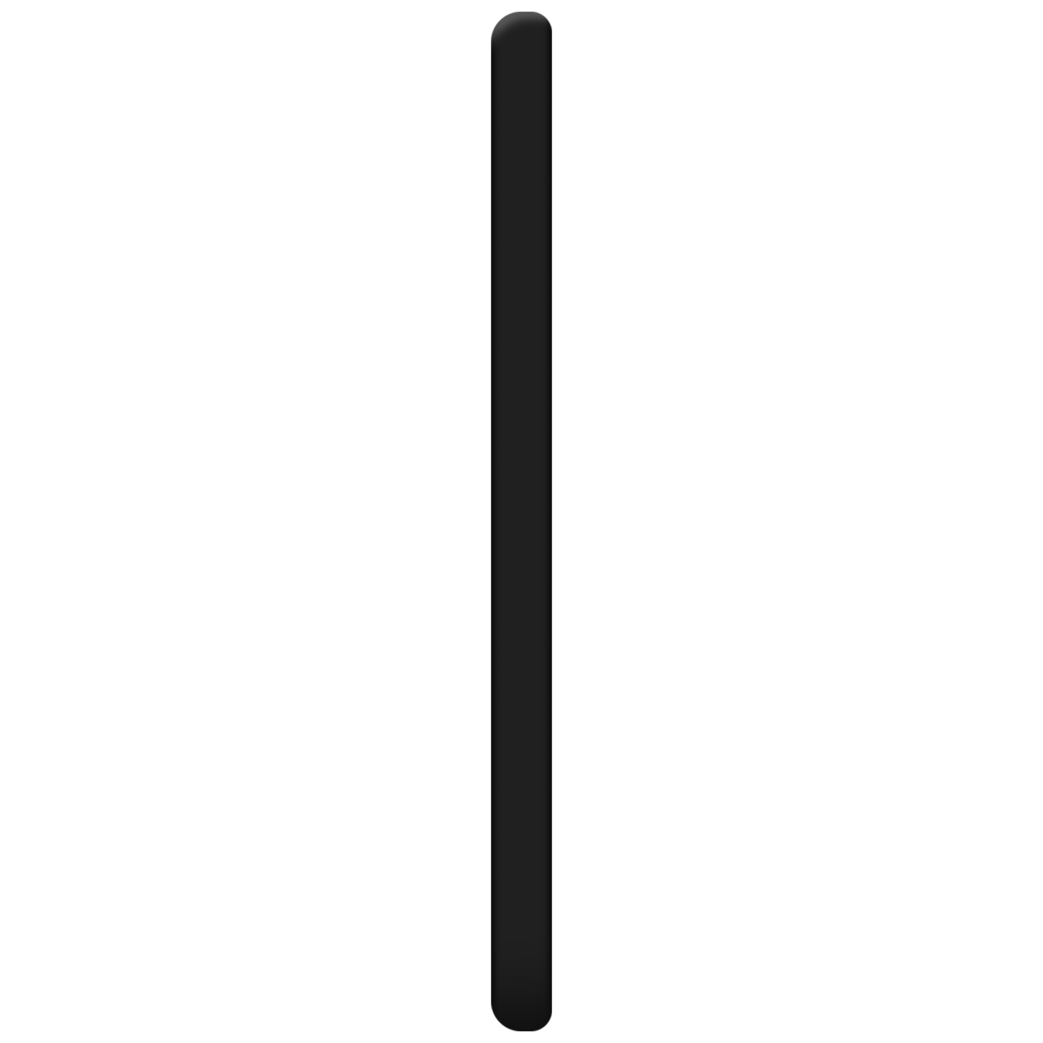 Zwart telefoon zijkantprofiel. Geen zichtbare knoppen.