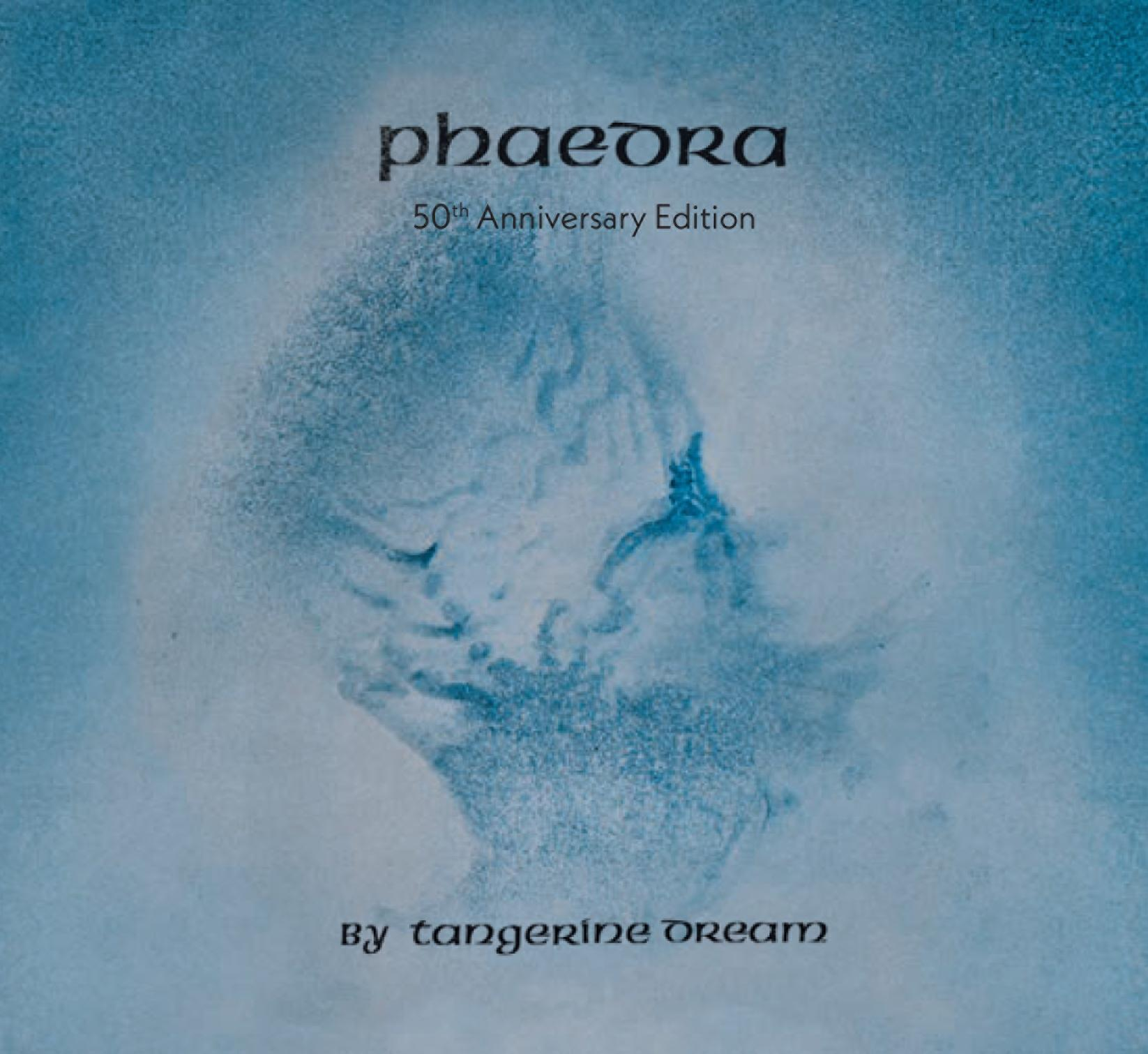 Albumcover mit blauem Hintergrund und dem Titel „Phaedra“ von Tangerine Dream.