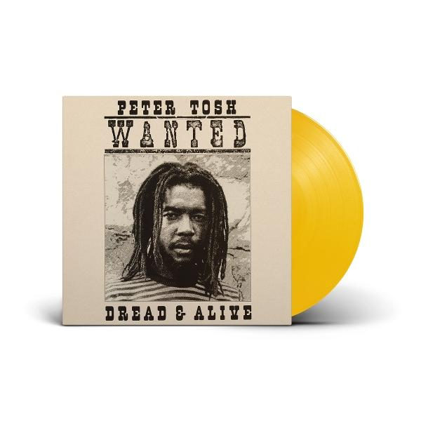 Peter Tosh album borító sárga lemezzel. Az album borító egy körözési plakát.