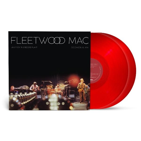 Fleetwood Mac album borítója, élő előadás. Piros bakelit lemez a borító mellett.