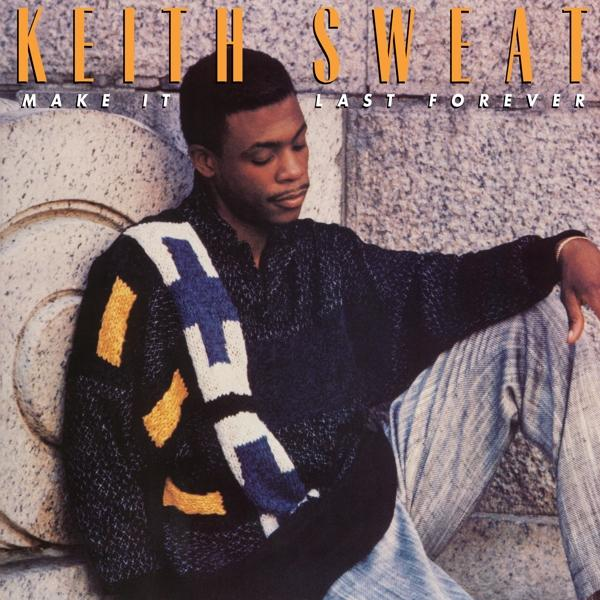 Keith Sweat album borítója. Férfi pulóverben, kőépítménynek dőlve.