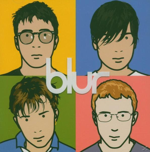 Blur albumborító: négy rajzolt arc színes négyzetekben, a zenekar neve közöttük.