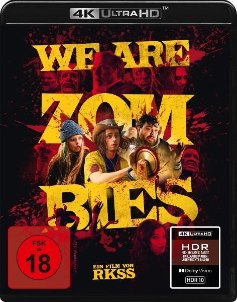Filmcover von 'We Are Zombies' mit Schauspielern, Zombies und einem rot-schwarzen Thema. Enthält eine Bewertung.