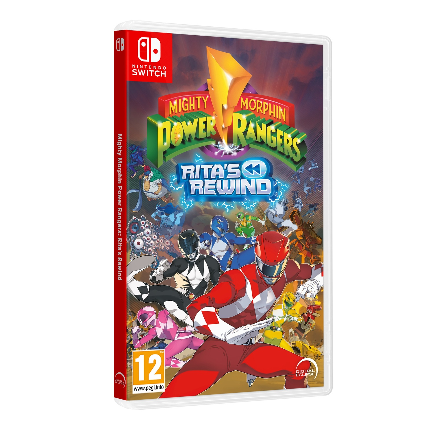 Nintendo Switch game case met de Power Rangers cover art.