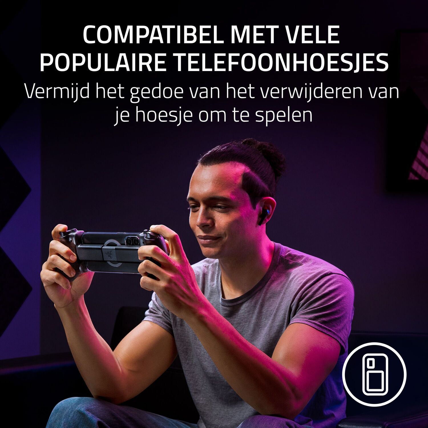 A man holding a controller playing a game.