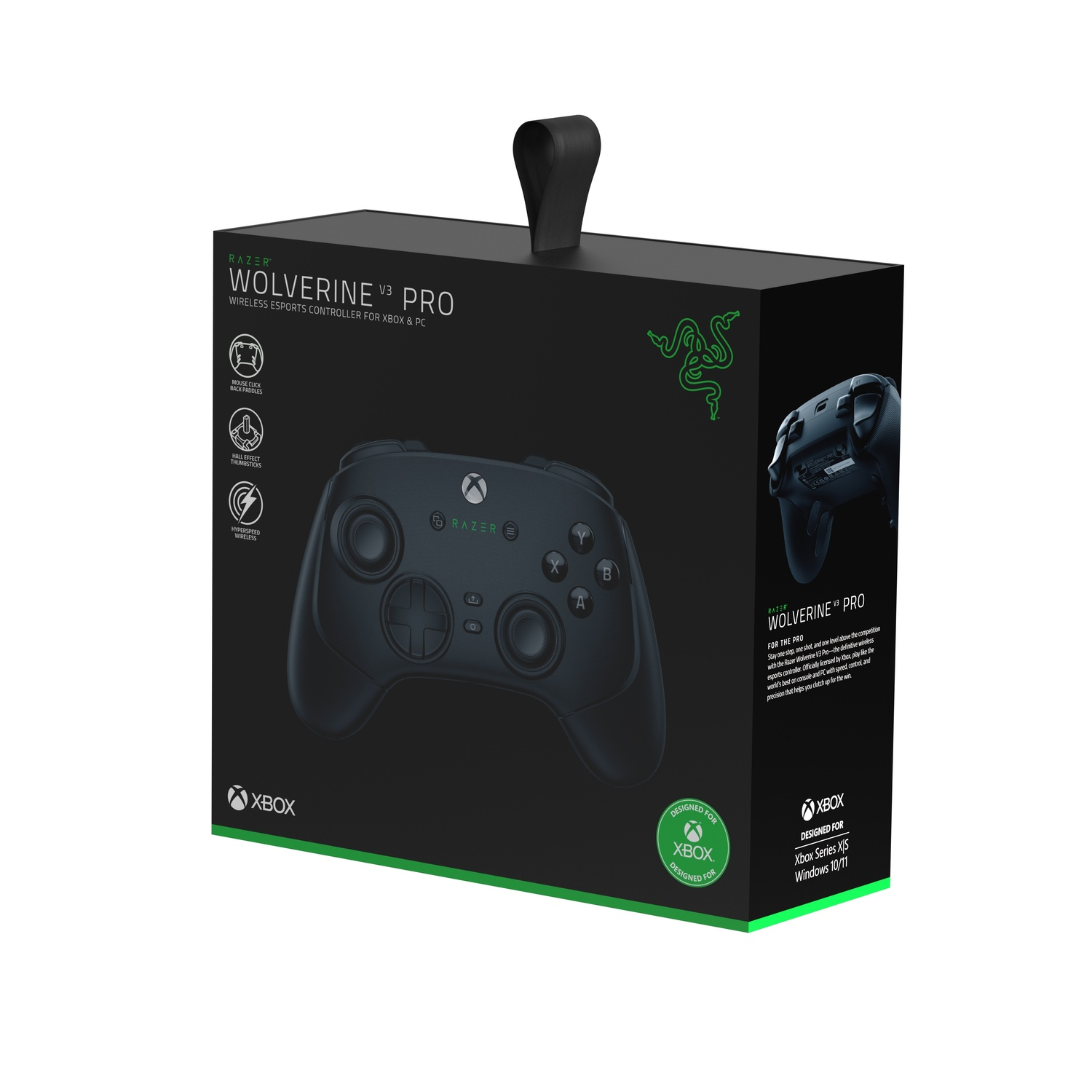 Black Razer Wolverine V2 Pro controller box, with controller image and Xbox logo.