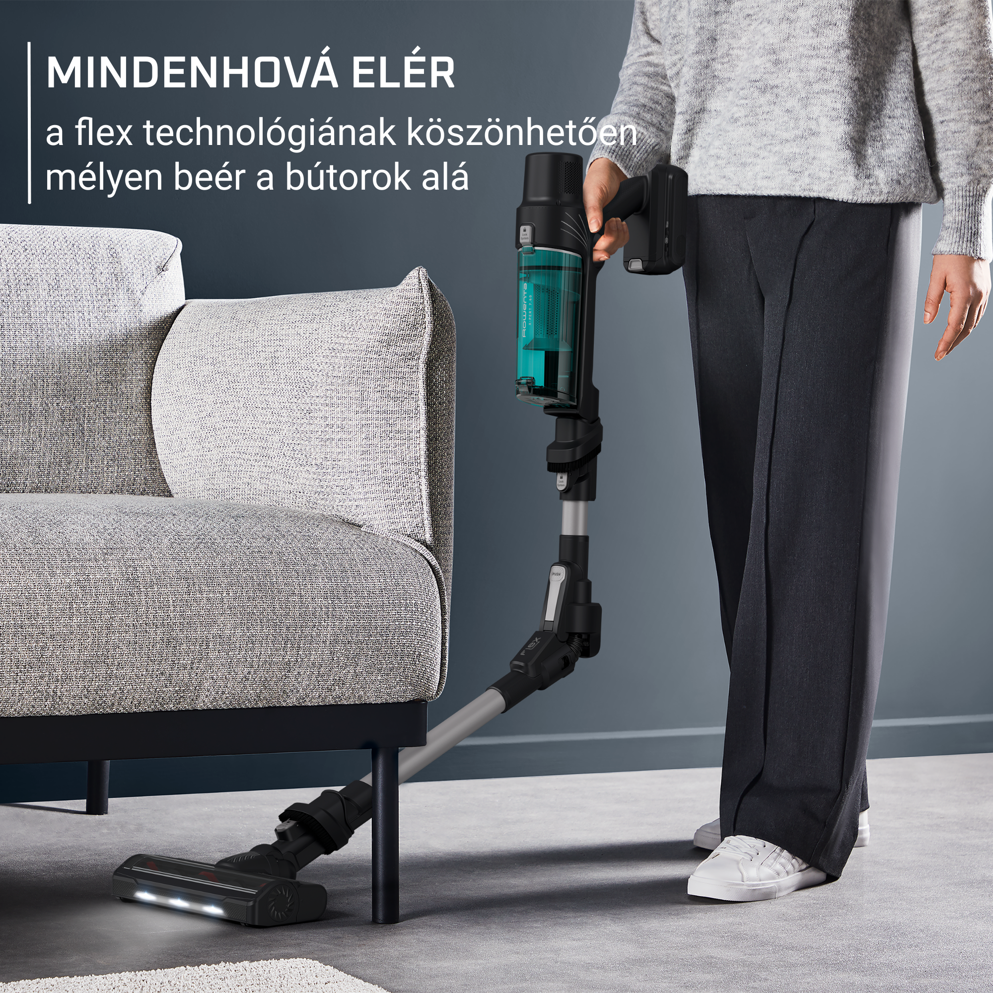 Egy fekete okostelefon, lila képernyővel látható.