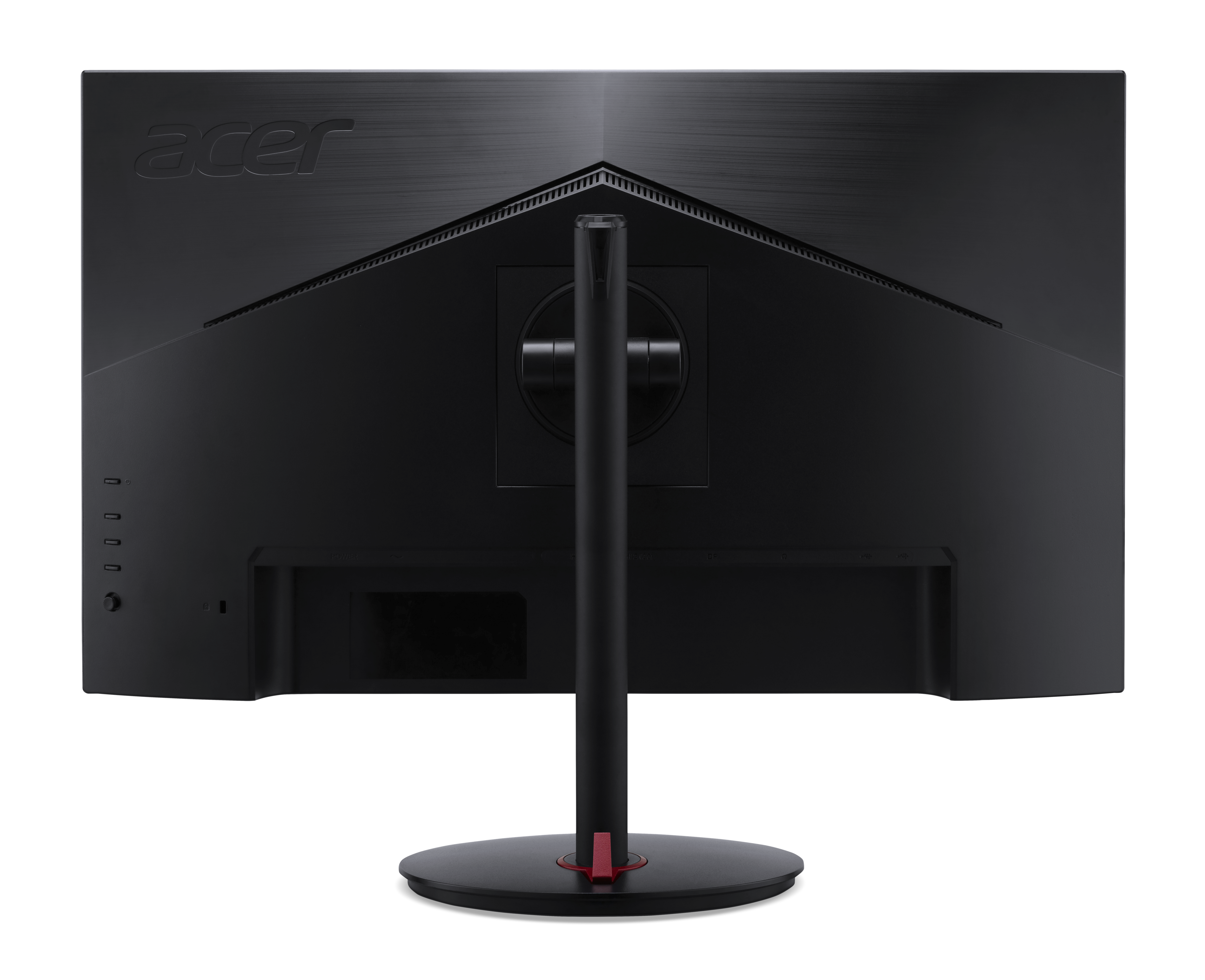 Rückseite eines schwarzen Acer-Monitors mit Acer-Logo.